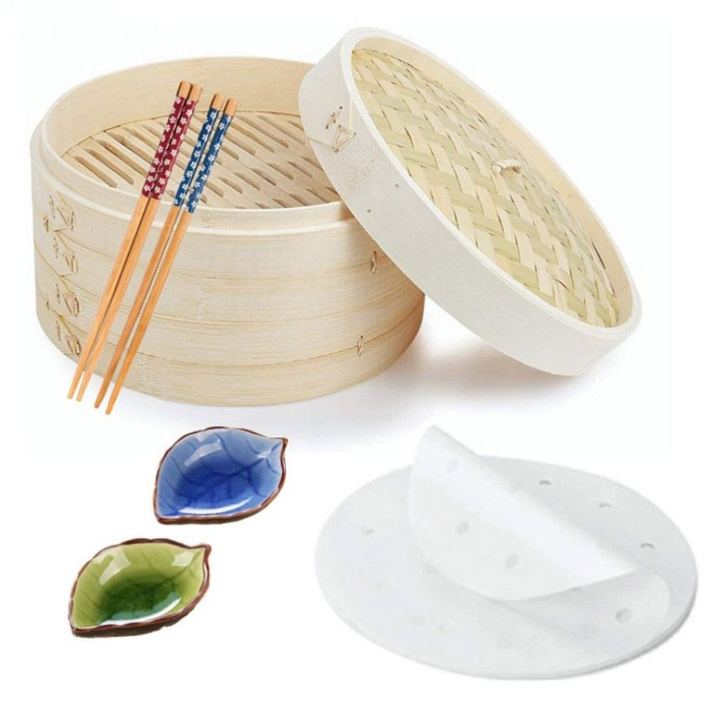Dim Sum Basket - ตะกร้า kukusan bambu พร้อมฝาปิด kukusan bambu