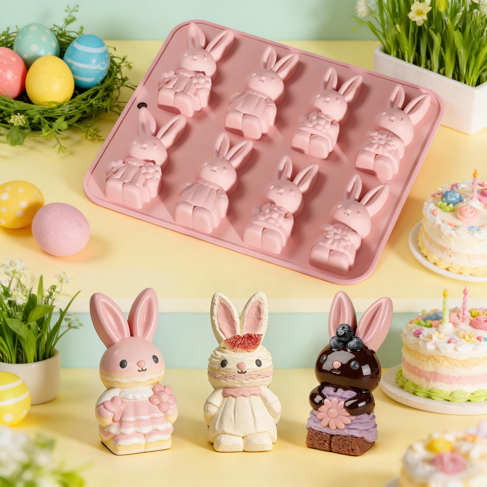 Bunny Cake Mold - แม่พิมพ์เค้กซิลิโคนรูปกระต่ายอีสเตอร์สุดสร้างสรรค์ ใช้งานง่ายสำหรับทำขนมหวานและงานปาร์ตี้ อุปกรณ์ทำขนมในครัว