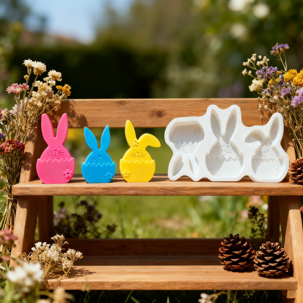 Bunny Cake Mold - แม่พิมพ์ซิลิโคนรูปกระต่ายสำหรับทำของตกแต่งอีสเตอร์ แม่พิมพ์เค้กรูปกระต่าย แม่พิมพ์ปูนซีเมนต์สำหรับทำของตกแต่งอีสเตอร์ รูปกระต่ายในเปลือกไข่