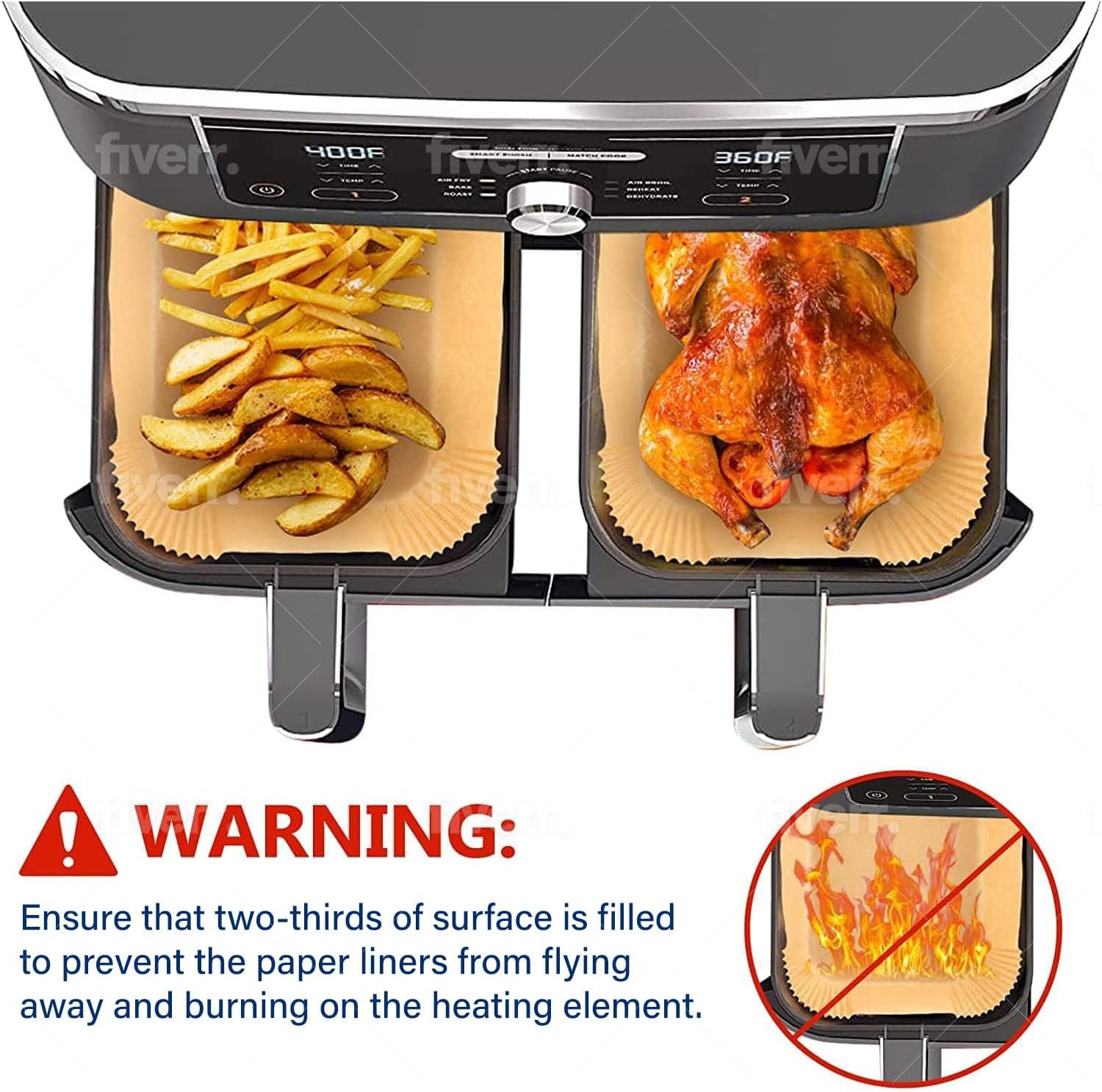 Air Fryer ทําอาหารกระดาษรองอบส - Ninja Air Fryer Af300 บทวิจารณ์และราคา